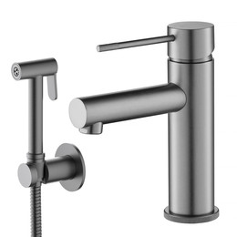 Смеситель для раковины с лейкой для биде Timo Saona 2360/18G, чёрное золото - фото 