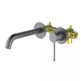 Смеситель для раковины настенный Timo Saona 2372/18SM (со скрытой частью) чёрное золото - фото 