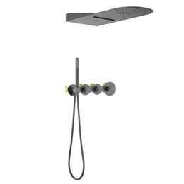 Душевая система для душа с термостатом Timo Saona SX-2350/18SM (со скрытой частью) чёрное золото - фото 