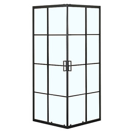 Душевое ограждение Loranto 90x90 см CS-211F-90, чёрный матовый/прозрачное "Лофт клетка" - фото 