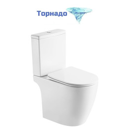 Унитаз-компакт безободковый Azario LEO TORNADO FLUSHING AZ-1253CT с тонкой крышкой микролифт (система смыва Торнадо) - фото 