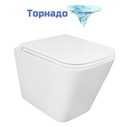 Унитаз подвесной безободковый Azario PRO PRO-0002 UQ3 с тонкой крышкой микролифт (Система смыва торнадо) - фото 