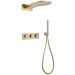 Душевая система для душа с термостатом Abber Wasser Kreis AF8151G (со скрытой частью) золото матовое - фото 