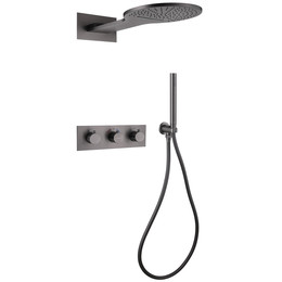 Душевая система для душа с термостатом Abber Wasser Kreis AF8151NG (со скрытой частью) никель - фото 