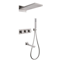 Душевая система для ванны с термостатом Abber Daheim AF8253SP (со скрытой частью) сатин - фото 
