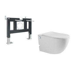 Инсталляция с подвесным унитазом комплект: Abber AC0101P с подвесным импульсным унитазом Bequem AC1105P с крышкой микролифт - фото 