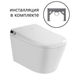 Инсталляция с подвесным унитазом комплект: Abber AC0101P2 с подвесным импульсным унитазом-биде Bequem AC1119S с крышкой микролифт - фото 