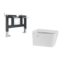 Инсталляция с подвесным унитазом комплект: Abber AC0101P с подвесным импульсным унитазом Bequem AC1202P с крышкой микролифт - фото 