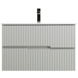 Тумба подвесная с раковиной-столешницей Cezares DUET-N-1000-2C-SO-GPR-P 100 см (раковина CZR-8095-100) серый жёмчужный - фото 