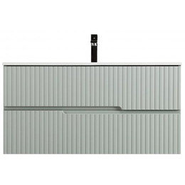 Тумба подвесная с раковиной-столешницей Cezares DUET-N-1000-2C-SO-VPR-P 100 см (раковина CZR-8095-100) зелёный жемчужный - фото 