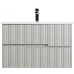 Тумба подвесная с раковиной Cezares DUET-N-800-2C-SO-GPR-P 80 см (раковина CZR-8073-80) серый жемчужный - фото 