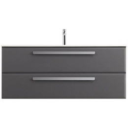 Тумба подвесная с раковиной Cezares ECO-CER-N-1200-2C-SO-GSO-P 120 см (раковина CZR-8073-120) тёмно-серый матовый - фото 