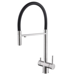 Смеситель для кухни Abber Wasser Kreis AF81141SP, с подключением фильтра и выдвижной лейкой, сатин - фото 