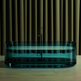 Ванна прозрачная Abber Kristall 170x75 см AT9708Aquamarin, бирюзовый - фото 