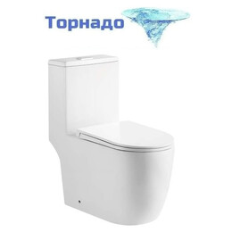 Унитаз-моноблок безободковый Grossman Classic GR-4484SQ с тонкой крышкой микролифт (система смыва Торнадо) - фото 