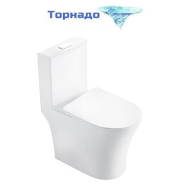 Унитаз-моноблок с ультратонким ободком Grossman Thin Rim GR-5607SQ с тонкой крышкой микролифт (система смыва Торнадо) - фото 