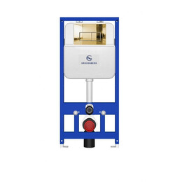 Инсталляция для подвесного унитаза Grocenberg GS3050-KM3070GO с кнопкой смыва золото - фото 