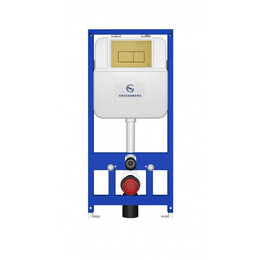 Инсталляция для подвесного унитаза Grocenberg GS3050-KM3070MG с кнопкой смыва золото матовое - фото 