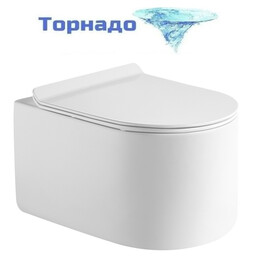 Унитаз подвесной с ультратонким ободком Grossman Thin Rim GR-5606SQ с тонкой крышкой микролифт (Система смыва торнадо) - фото 