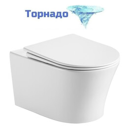 Унитаз подвесной с ультратонким ободком Grossman Thin Rim GR-5604SQ с тонкой крышкой микролифт (Система смыва торнадо) - фото 