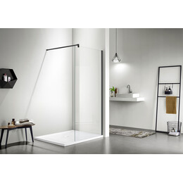 Душевая перегородка Azario Chicago Walk-in 90 см AZ-NAR6310 900 Black (стекло 8 мм) с кронштейном в комплекте, чёрный/прозрачное - фото 