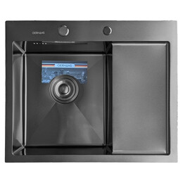 Кухонная мойка Gerhans 58х48см K35848B-L 3 мм, чаша слева, покрытие PVD, цвет графит, Цвет производителя: графит - фото 