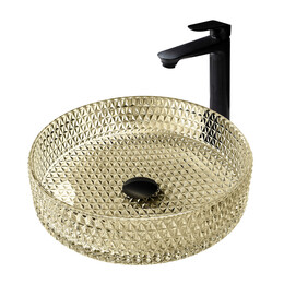 Раковина-чаша прозрачная Abber Glas 39 см AK2301GG, золото - фото 