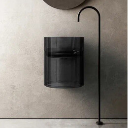 Раковина подвесная прозрачная Abber Kristall 42 см AT2704Onyx, чёрный - фото 