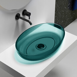 Раковина-чаша прозрачная Abber Kristall 60 см AT2801Aquamarin, бирюзовый - фото 