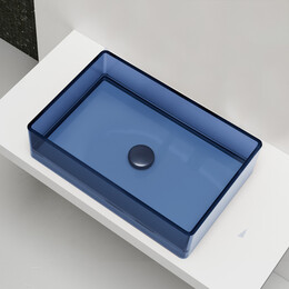 Раковина-чаша прозрачная Abber Kristall 60 см AT2803Saphir, синий - фото 