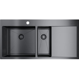 Мойка кухонная Omoikiri Akisame 100-2-GM-L (4973103) 1,2 мм, вороненая сталь, Цвет производителя: вороненая сталь - фото 