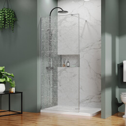 Душевая перегородка Azario Walk-in 120 см AZ-275-120-CH-CBR (стекло 13 мм) хром/"Битое стекло" - фото 