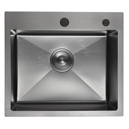 Кухонная мойка Gerhans 50х44см с декором K35044BD 3 мм, с отверстием под смеситель и дозатор, графит - фото 