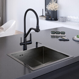 Кухонная мойка Gerhans 50х43см K35043B 3 мм, без отверстия под смеситель, с PVD покрытием, графит - фото 