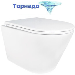 Унитаз подвесной безободковый Azario SONGO AZ-5180T-WHT с тонкой крышкой микролифт (система смыва Торнадо) - фото 