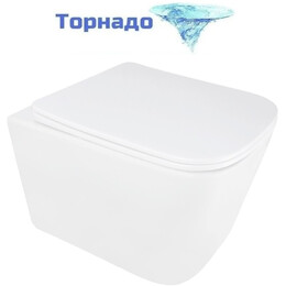 Унитаз подвесной безободковый Azario AIRA AZ-5171T-WHT с тонкой крышкой микролифт (система смыва Торнадо) - фото 