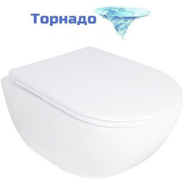 Унитаз подвесной безободковый Azario RUMBA AZ-5175T-WHT с тонкой крышкой микролифт (система смыва Торнадо) - фото 