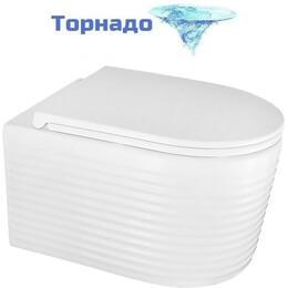 Унитаз подвесной безободковый Azario Luzio AZ-098-UQ (система смыва Торнадо) с тонкой крышкой микролифт - фото 