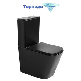 Унитаз-компакт безободковый Abber Rechteck AC1210TMB (смыв торнадо) с тонкой крышкой микролифт, чёрный матовый, Цвет производителя: чёрный матовый - фото 
