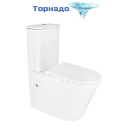 Унитаз-компакт безободковый Azario LANDER AZ-1257A с крышкой микролифт (система смыва Торнадо) - фото 