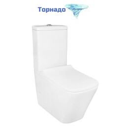 Унитаз-компакт безободковый Azario Quadro AZ-2175 UQ1 с крышкой микролифт, белый (Система смыва торнадо) - фото 