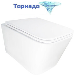 Унитаз подвесной безободковый Azario PACE AZ-5172T-WHT с тонкой крышкой микролифт (система смыва Торнадо) - фото 