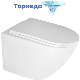 Унитаз подвесной безободковый Azario Eclat AZ-2381-A с тонкой крышкой микролифт (Система смыва Торнадо) - фото 