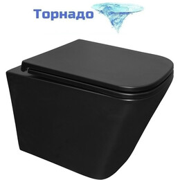 Унитаз подвесной безободковый Azario Teramo AZ-0052-UQ3MB с крышкой микролифт (система смыва Торнадо) чёрный матовый, Цвет производителя: чёрный матовый - фото 