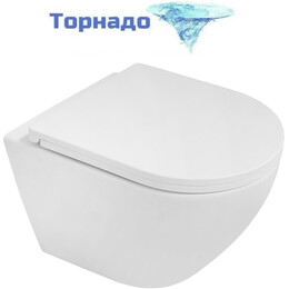 Унитаз подвесной Azario Blanco AZ-9003WT с тонкой крышкой микролифт (Система смыва Торнадо) - фото 