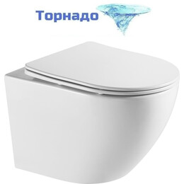 Унитаз подвесной безободковый Azario Grado AZ-0046-UQ1 с тонкой крышкой микролифт (Система смыва торнадо) - фото 