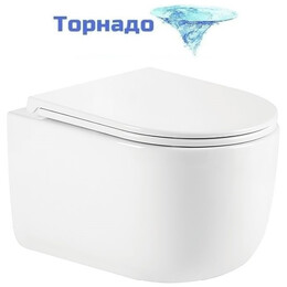 Унитаз подвесной безободковый Azario Serenata AZ-5101T-WHT с тонким быстросъемным сиденьем микролифт (Система смыва торнадо) - фото 