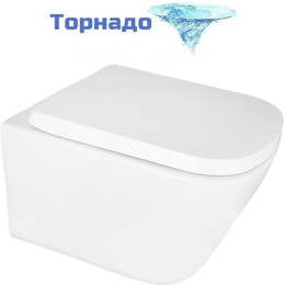 Унитаз подвесной безободковый Azario Vesper AZ-1373WH с тонкой крышкой микролифт (Система смыва торнадо) - фото 