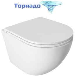 Унитаз подвесной безободковый Azario Pro PRO-0001 UQ3 с тонкой крышкой микролифт (система смыва Торнадо) - фото 