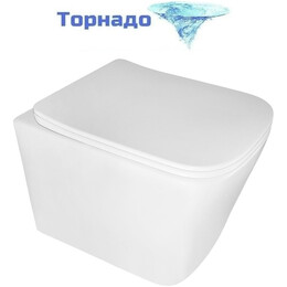 Унитаз подвесной безободковый Azario Cascad M AZ-10002 с тонкой крышкой микролифт (Система смыва Торнадо) - фото 